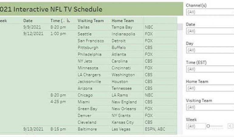 Interactive NFL TV Schedule For 2021 - NFL Cheapskate